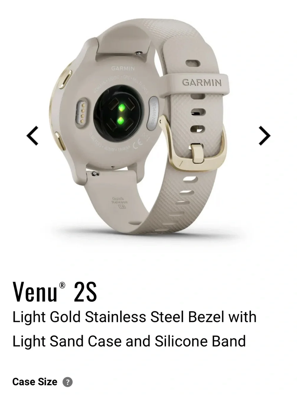 Garmin Venu 2S women’s Smartwatch - Light Sand Band with Light Gold Bezel 40mm